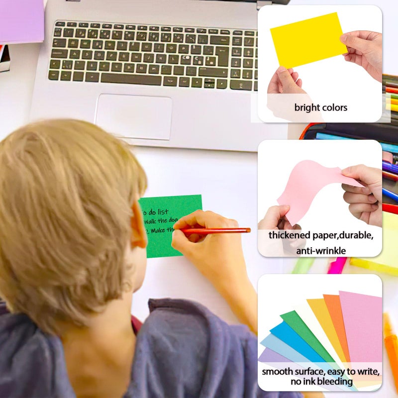 HEYPLACE 300PCS Colored Index Cards  3x5 Inch Flash Cards Study Cards Notecards for Studying School Office Game Cards - Image 5